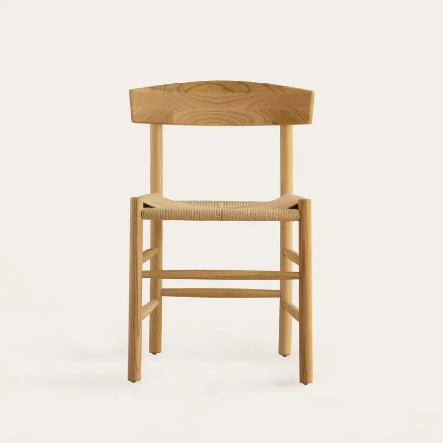 Tisen Chaise en bois massif et rotin naturel