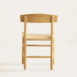 Tisen Chaise en bois massif et rotin naturel