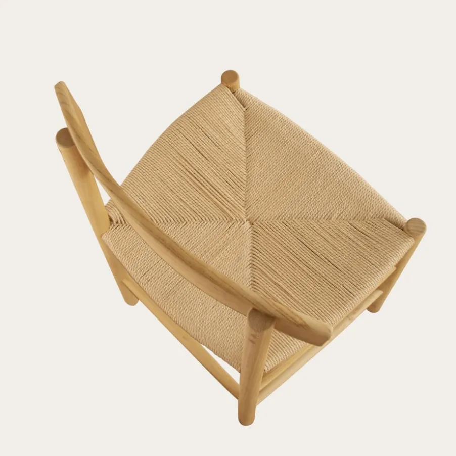 Tisen Chaise en bois massif et rotin naturel