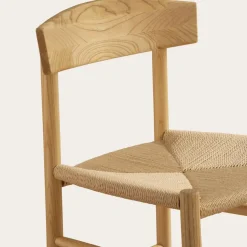 Tisen Chaise en bois massif et rotin naturel
