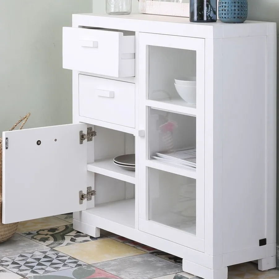 Tribeca Meuble d'entrée étroit en bois laqué blanc