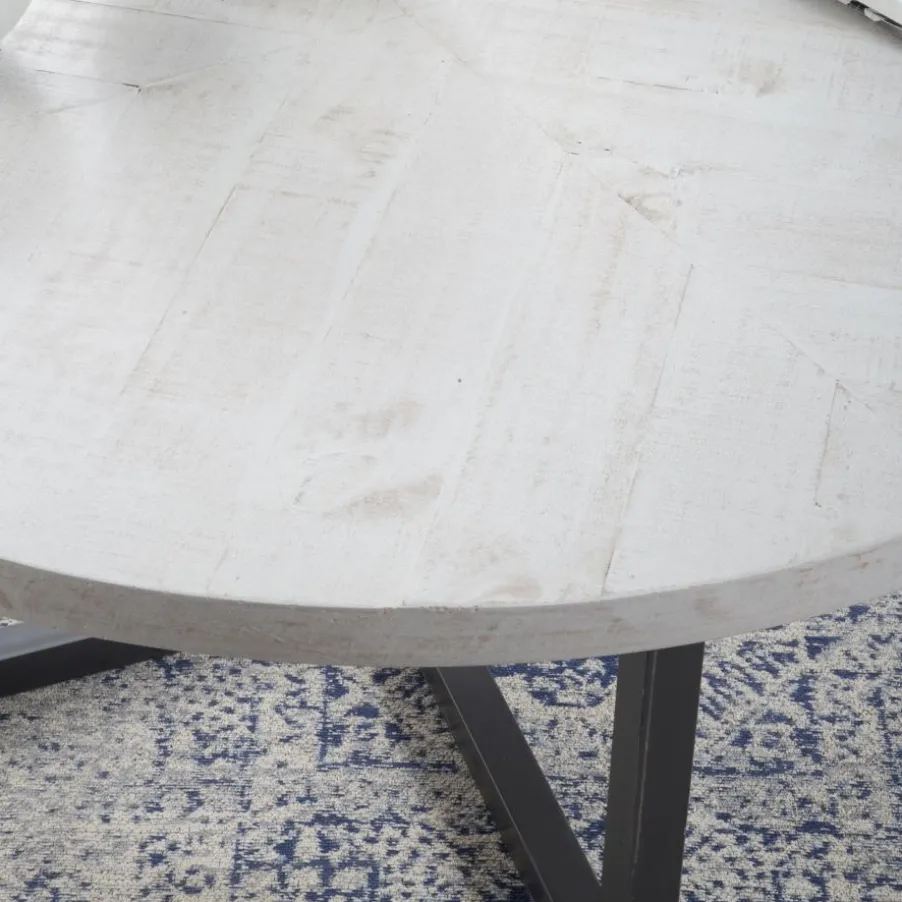 Vera Table basse ronde en bois massif et métal