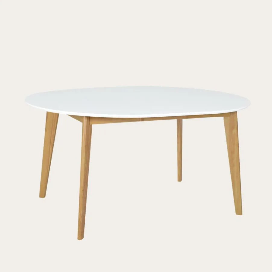 Vivien Mesa de comedor extensible redonda 120/150 de madera color blanco y natural