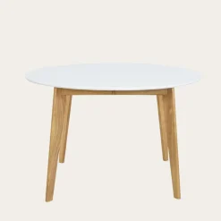 Vivien Mesa de comedor extensible redonda 120/150 de madera color blanco y natural
